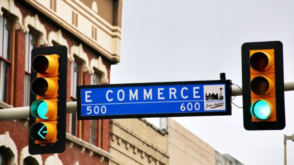 Blue ecommerce sign