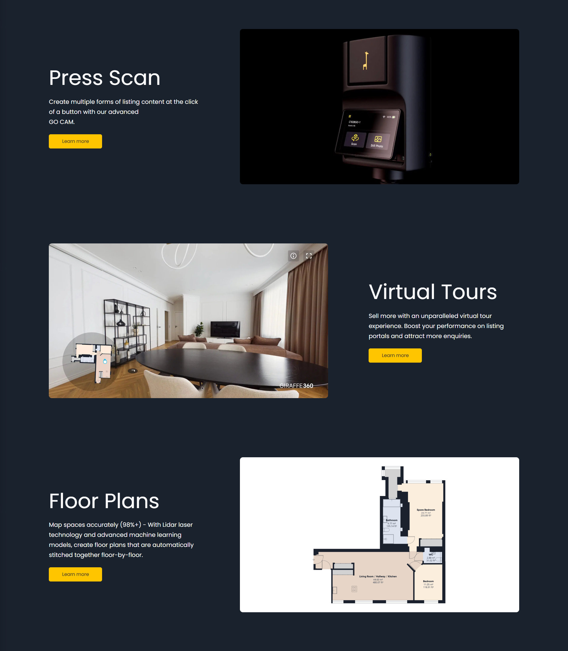 Estate agent AI photography camera website design