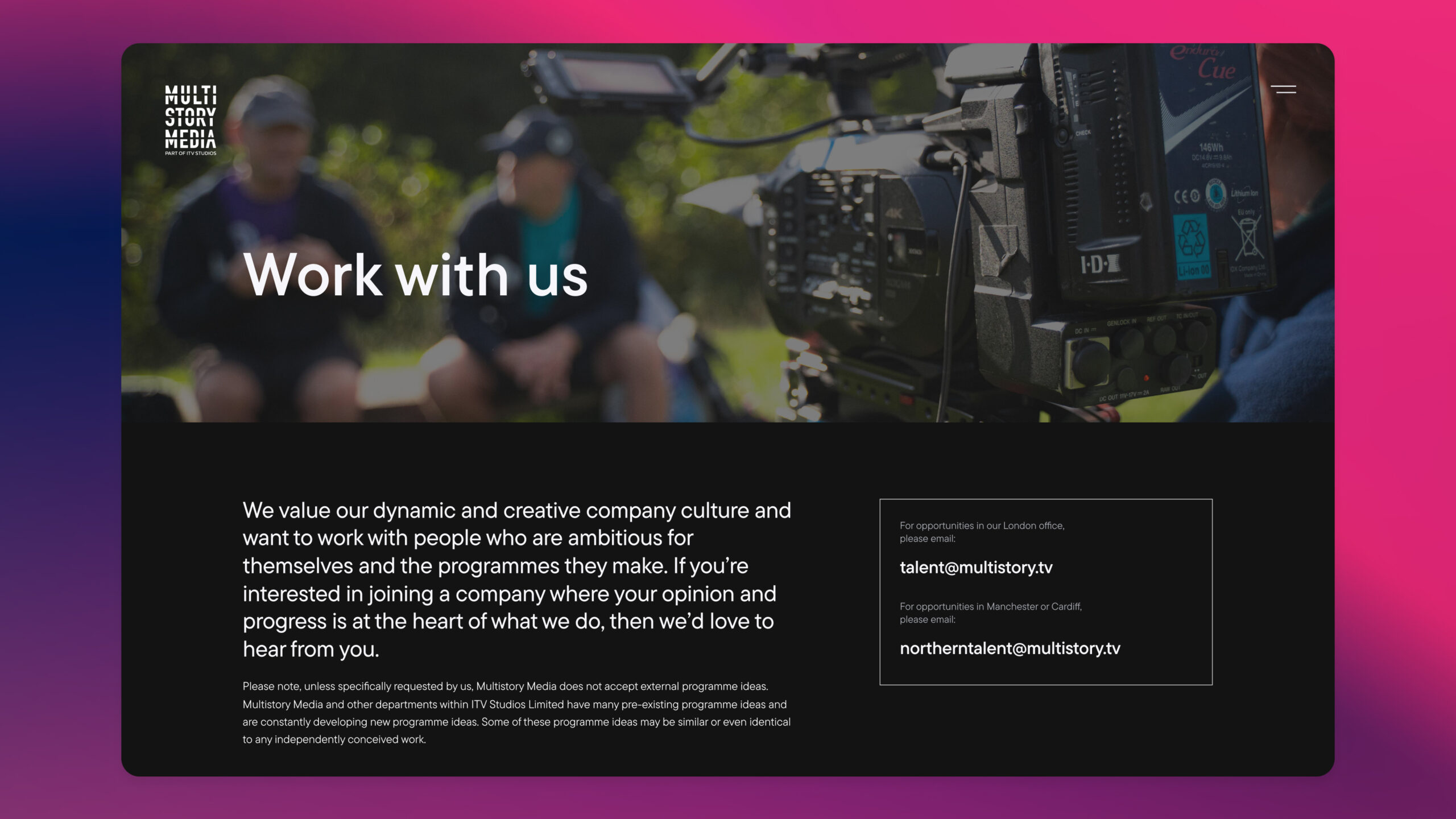 Multistory TV - Part of ITV Studios | Website UX Design | 8